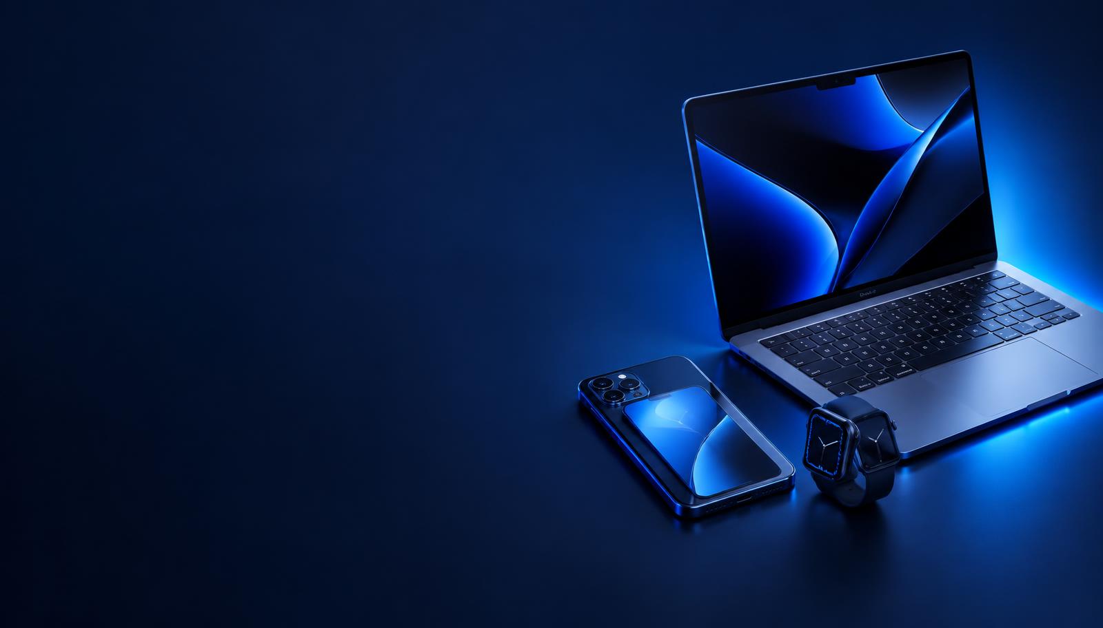 Smartphone, laptop and smartwatch